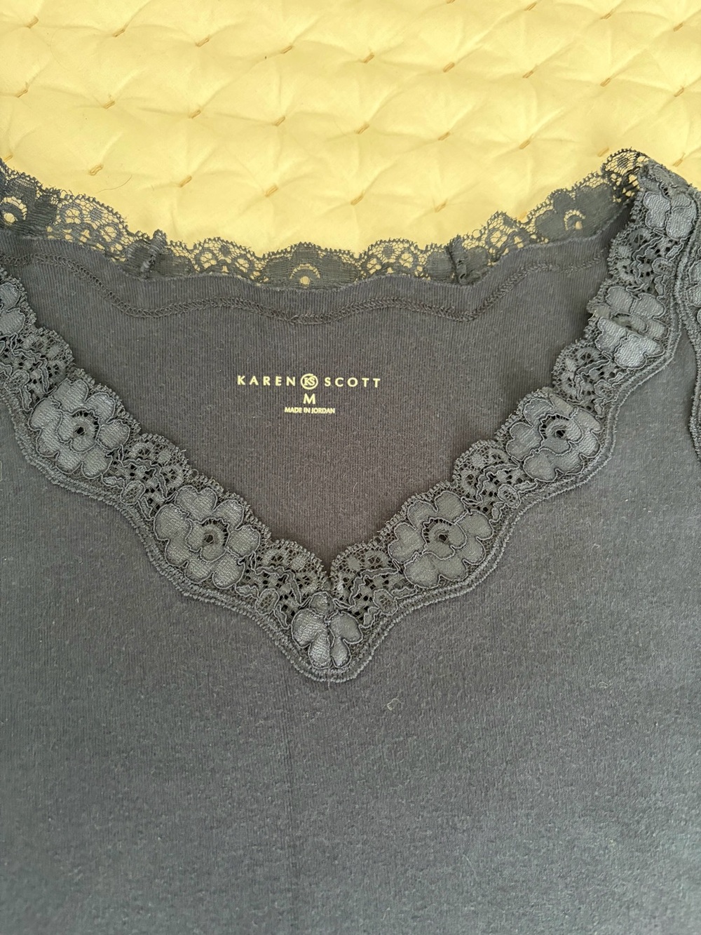 Karen Scott Navy Lace-Trim Tank Top - Picture 3 of 6